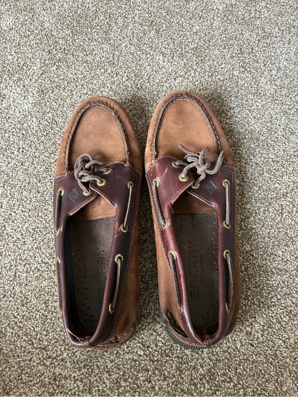 Sperry Two-Tone Brown Leather Boat Shoes